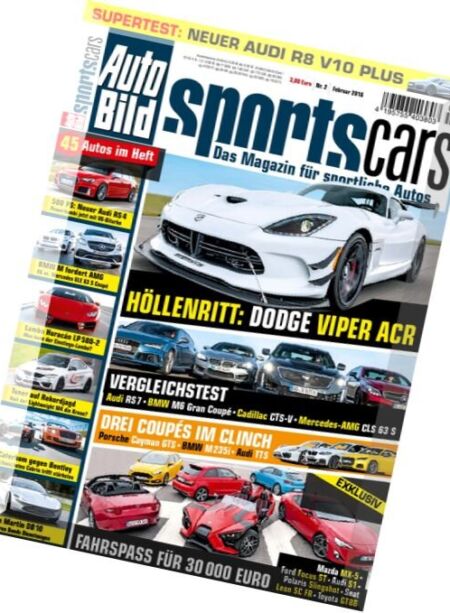 Auto Bild Sportscars – Februar 2016 Cover