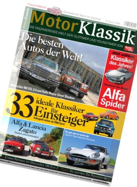 Motor Klassik – Februar 2016 Cover