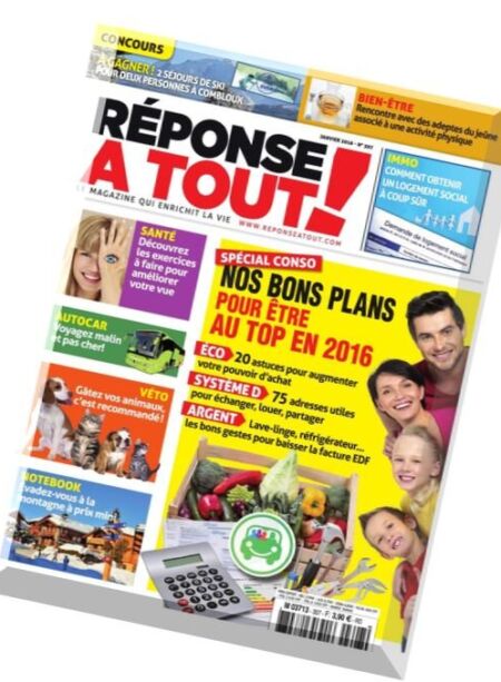 Reponse A Tout ! – N 307, Janvier 2016 Cover