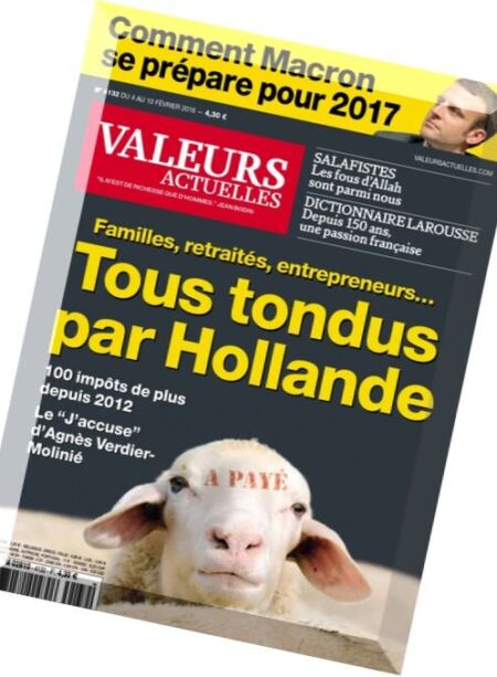 Valeurs Actuelles – 4 au 10 Fevrier 2016 Cover