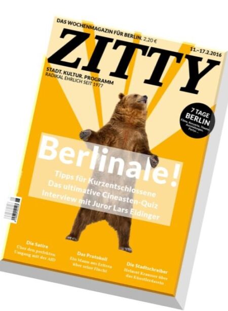 Zitty – 11 Februar 2016 Cover