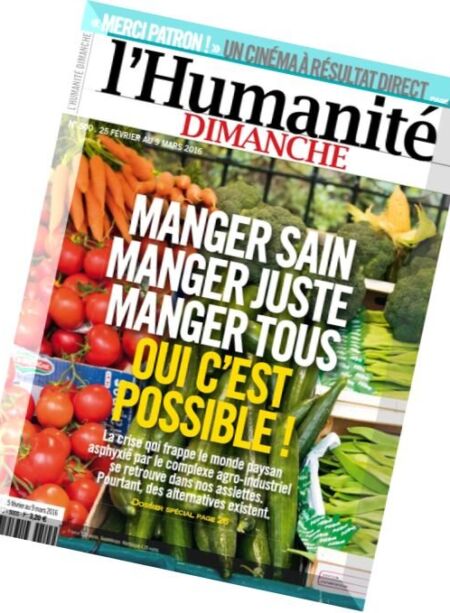 L’Humanite Dimanche – 25 Fevrier au 9 Mars 2016 Cover