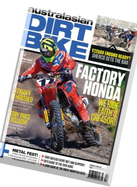 Australasian Dirt Bike Magazine – April 2016 Cover
