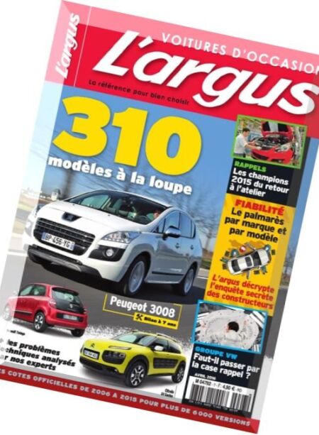 L’argus voitures d’occasion – Avril 2016 Cover