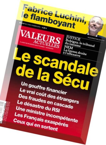 Valeurs Actuelles – 10 au 16 Mars 2016 Cover