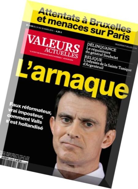 Valeurs Actuelles – 24 au 30 Mars 2016 Cover