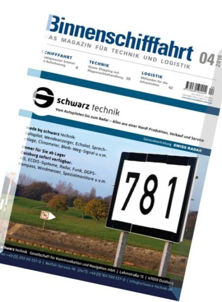 Binnenschifffahrt – April 2016 Cover