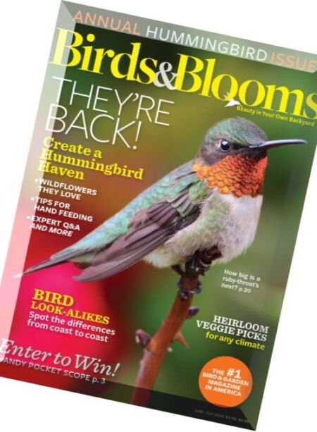 Birds & Blooms – June-July 2016 Cover