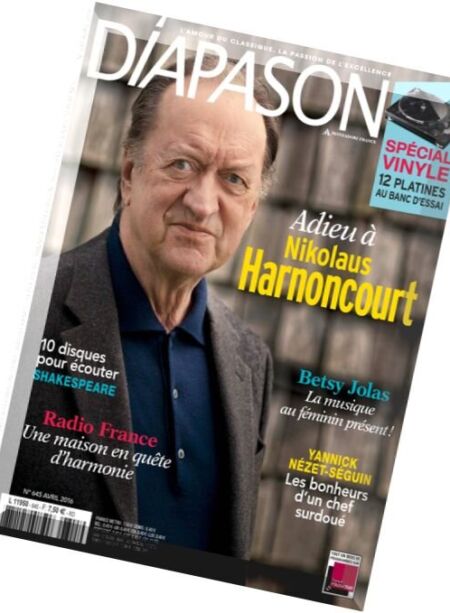 Diapason – Avril 2016 Cover