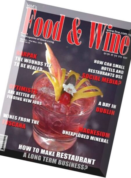 Food & Wine Nepal – April-May 2016 Cover