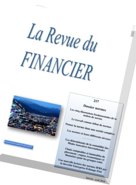 La Revue du Financier – N 217, Janvier-Avril 2016 Cover