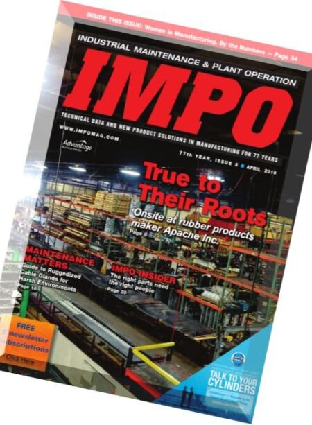 Industrial Maintenance and Plant Operation – April 2016 Cover
