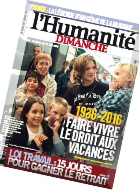 L’Humanite Dimanche – 28 Avril au 11 Mai 2016 Cover