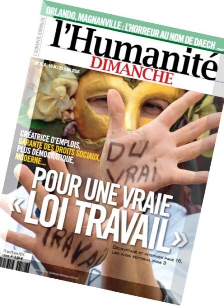 L’Humanite Dimanche – 16 au 29 Juin 2016 Cover