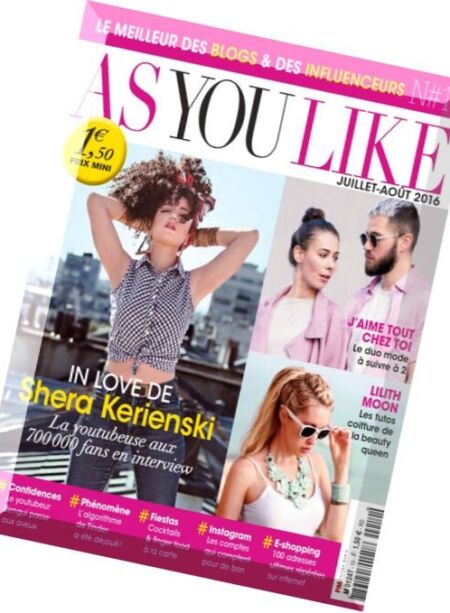 As You Like – Juillet-Aout 2016 Cover