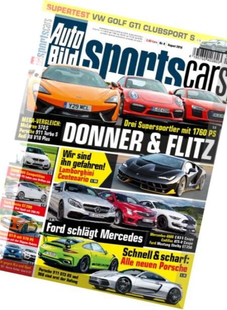 Auto Bild Sportscars – August 2016 Cover