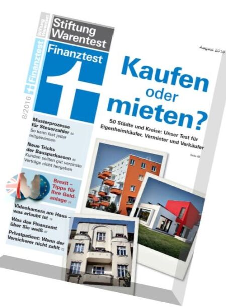 Finanztest – August 2016 Cover