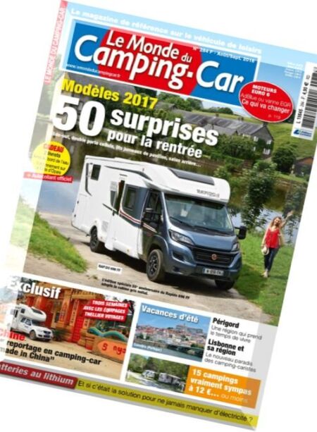 Le Monde du Camping-Car – Aout-Septembre 2016 Cover