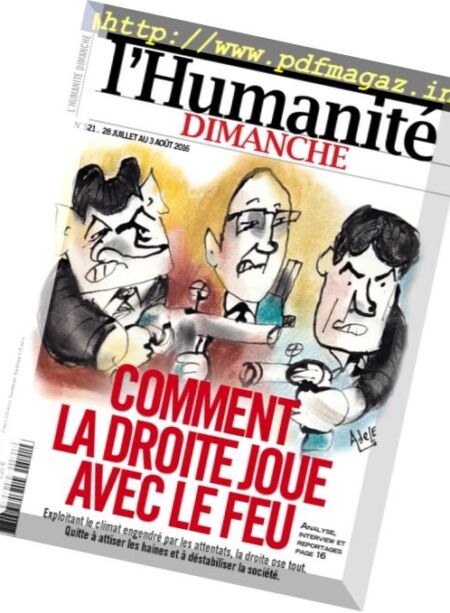 L’Humanite Dimanche – 28 Juillet au 3 Aout 2016 Cover
