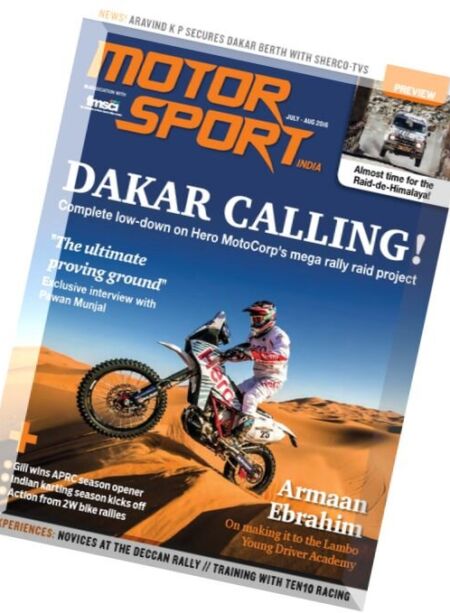 Motor Sport India – July-August 2016 Cover