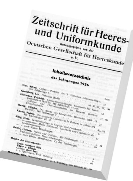 Zeitschrift fur Heeres- und Uniformkunde – N 146-151, 1956 Cover