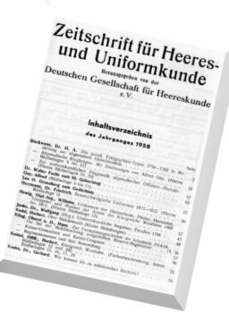 Zeitschrift fur Heeres- und Uniformkunde – N 157-161, 1958