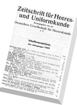 Zeitschrift – fur Heeres – und Uniformkunde N 162-166 1959