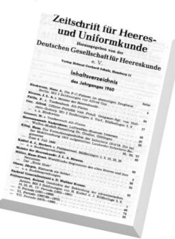 Zeitschrift – fur Heeres- und Uniformkunde N 167-172 1960