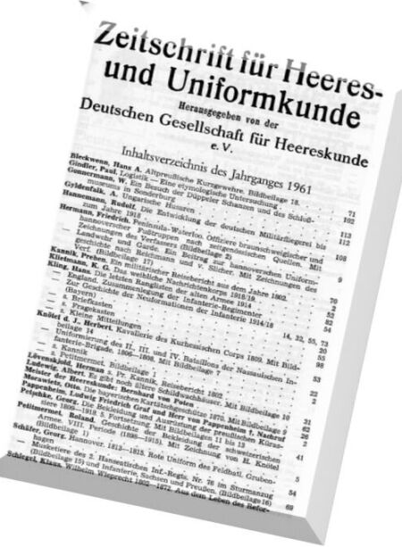 Zeitschrift – fur Heeres – und Uniformkunde N 173-178 1961 Cover