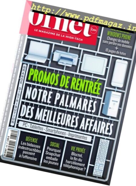 01net – 31 Aout au 13 Septembre 2016 Cover