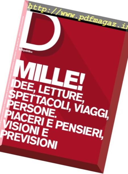 D la Repubblica – 6 Agosto 2016 Cover