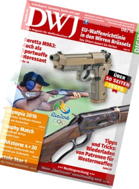 DWJ – Magazin fur Waffenbesitzer – August 2016 Cover
