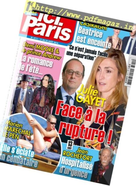 Ici Paris – 17 au 23 Aout 2016 Cover