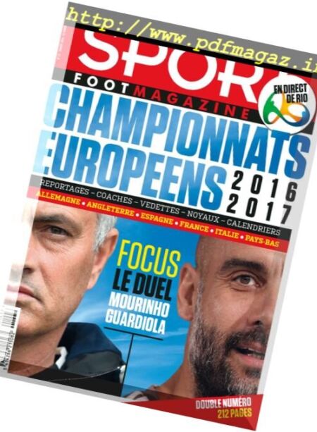 Sport Foot Magazine – 10 au 16 Aout 2016 Cover