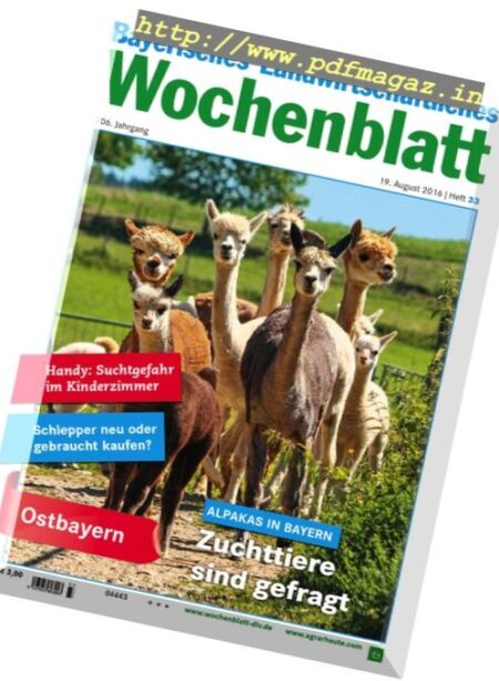 Bayerisches Landwirtschaftliches Wochenblatt – 19 August 2016 Cover