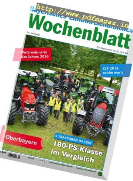 Bayerisches Landwirtschaftliches Wochenblatt – 30 September 2016 Cover