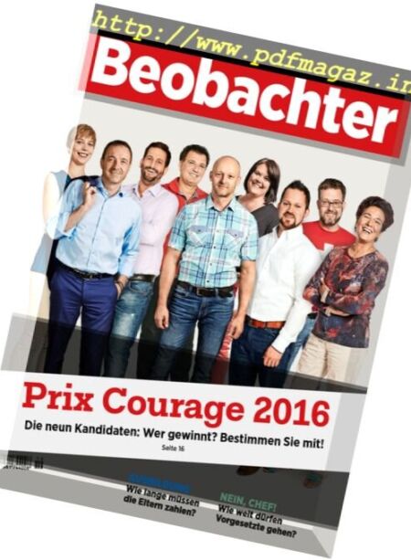 Beobachter – 16 September 2016 Cover