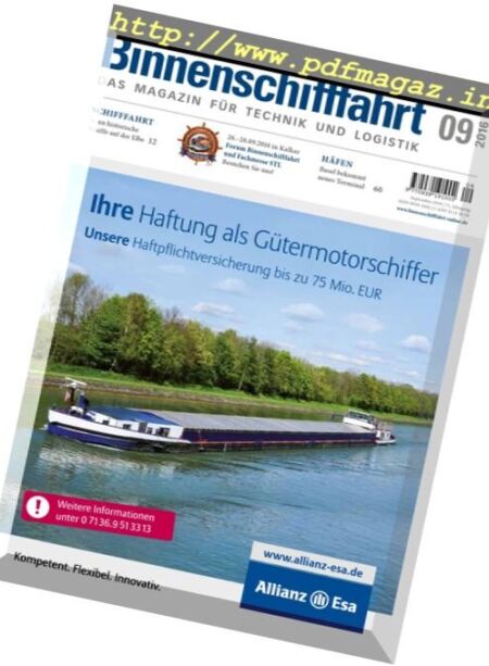 Binnenschifffahrt – September 2016 Cover
