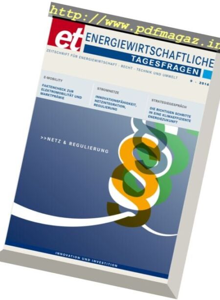Energiewirtschaftliche Tagesfragen – Nr.9, 2016 Cover