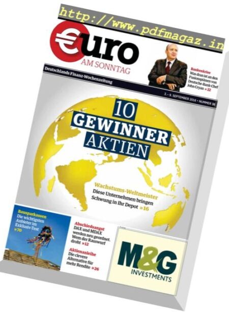 Euro am Sonntag – 3 September 2016 Cover