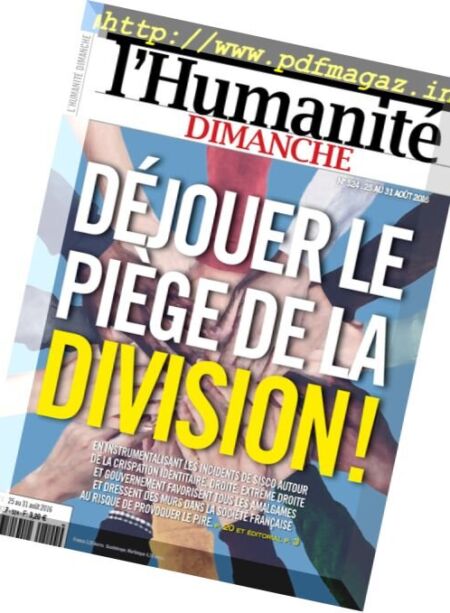 L’Humanite Dimanche – 25 au 31 Aout 2016 Cover