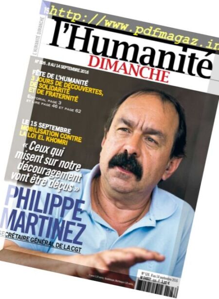 L’Humanite Dimanche – 8 au 14 Septembre 2016 Cover