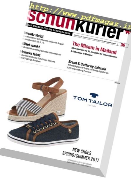 Schuhkurier – 9 September 2016 Cover