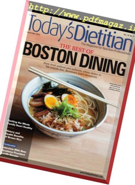 Today’s Dietitian – September 2016 Cover