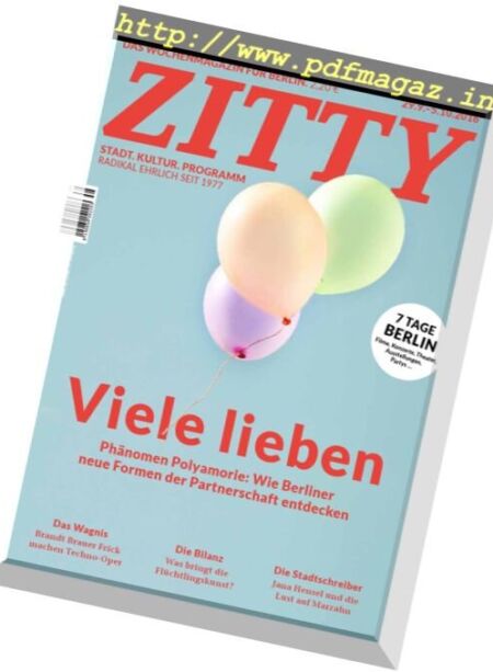 Zitty – 29 September 2016 Cover
