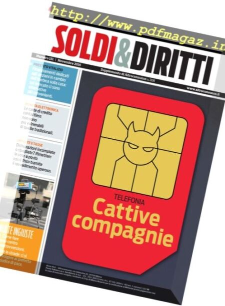 Altroconsumo Soldi & Diritti – Novembre 2016 Cover