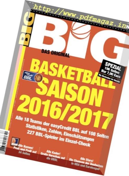 BIG – Basketball in Deutschland Spezial – Basketball Saison 2016-2017 Cover