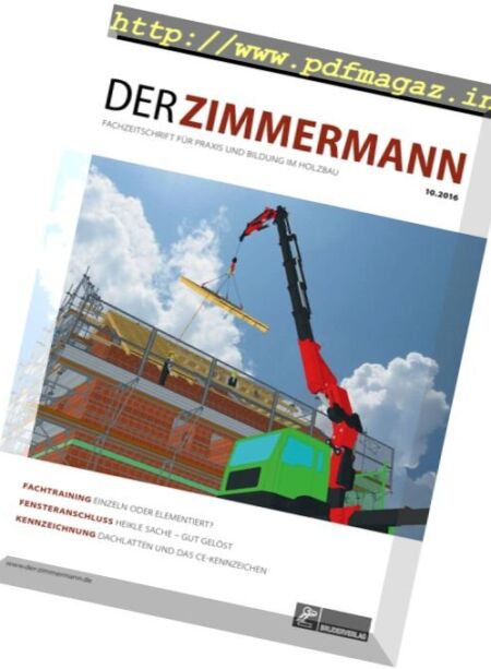 Der Zimmermann – Nr.10, 2016 Cover