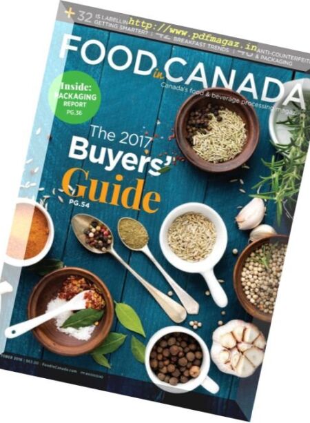 Food In Canada – October 2016 Cover