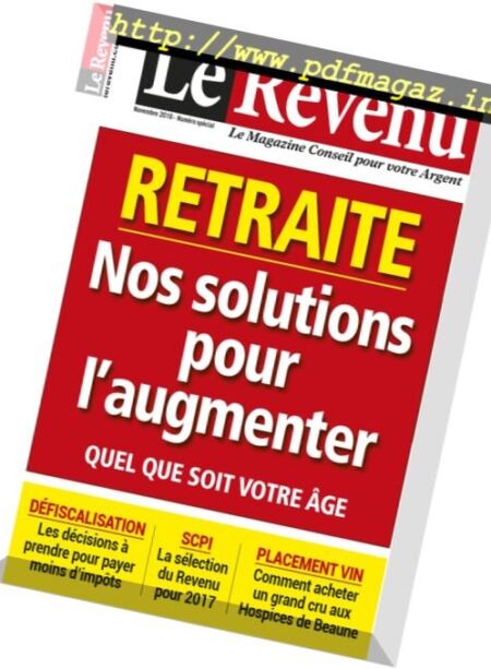 Le Revenu Placements – Novembre 2016 Cover